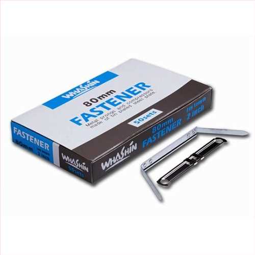 گیره پوشه (فنرپوشه)  فلزی 80 میل  واشین (بسته 50 جفتی) WHASHIN FASTNER