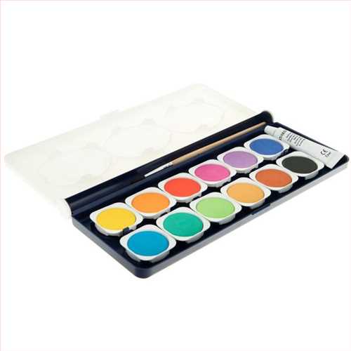 آبرنگ 12 رنگ مدل نوریس با قلم مو و رنگ سفید تیوپی(staedtler 12 water colours) استدلر 
