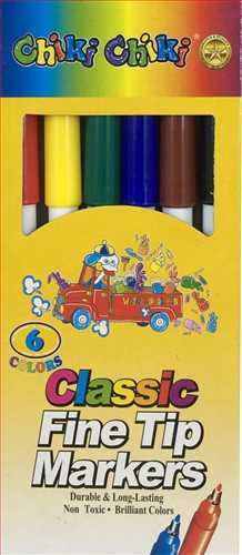 ماژیک رنگ آمیزی 6 رنگ  جعبه مقوایی چیکی چیکی 