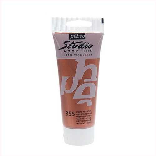 رنگ اکریلیک 100 میل  مسی متالیک ایریدسنت کوپر (IRIDESCENT COPPER) کد 355   مدل استدیو پ ب او 