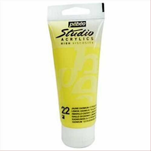رنگ اکریلیک 100 میل  زرد لیمویی لمون کادمیوم یلو هیو (LEMON CADMIUM YELLOW HUE) کد رنگ 22 مدل استدیو  پ ب او 