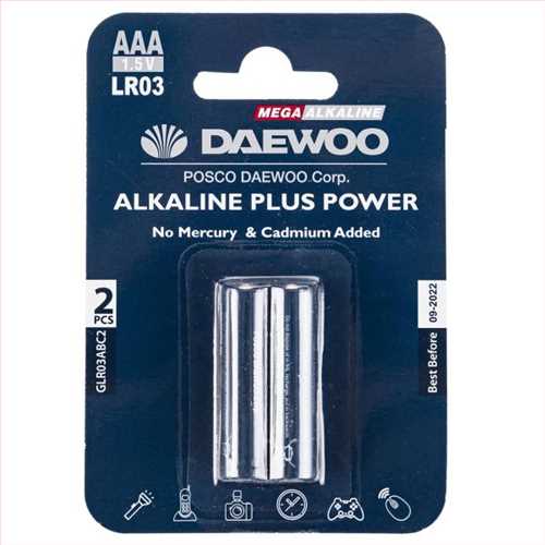 بسته 2 عددی باتری نیم قلمی AAA  مدل آلکالاین (Alkaline plus Power) دوو 