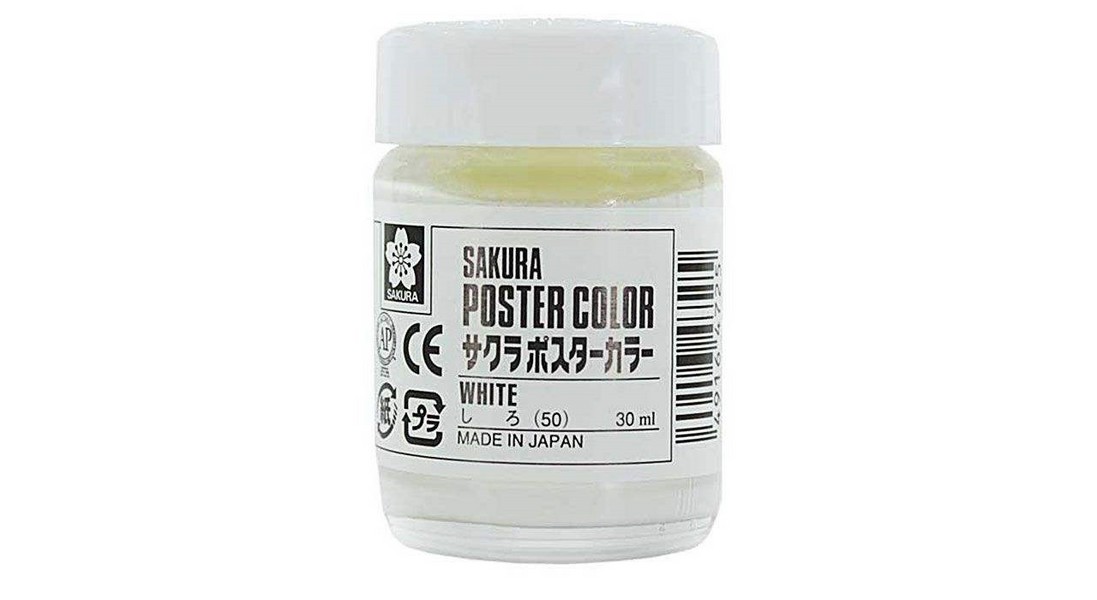 گواش  رنگ سفید 30 میل کد 50 ساکورا Sakura Poster Color white 