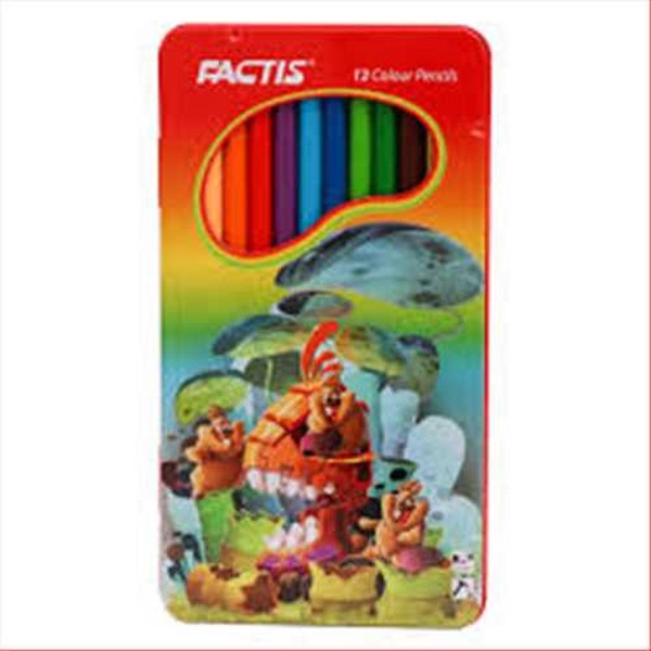 مداد رنگی 12 رنگ جعبه فلزی فکتیس Factis 12 colours pencils