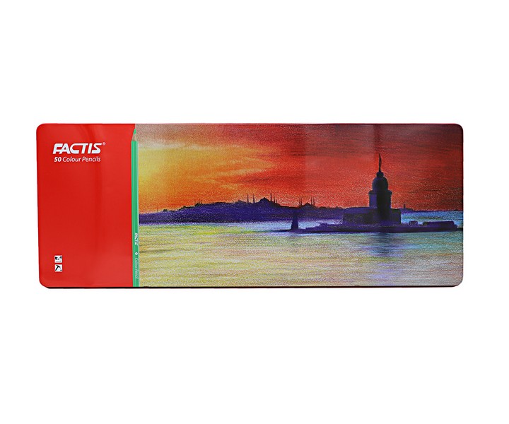 مداد رنگی 50  رنگ جعبه فلزی فکتیس Factis 50colours pencils