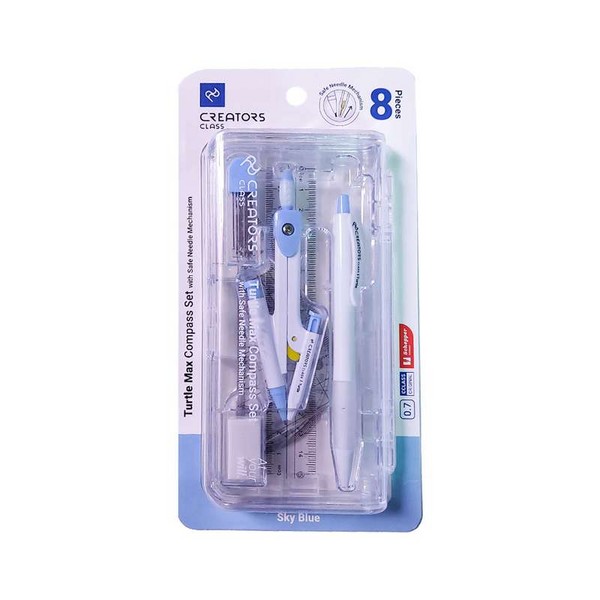 ست پرگار اتودی 8 تکه دانش آموزی مکانیکال 0.7 ترتل مکس ( همراه با مداد نوکی و ست خط کش گونیا نقاله) مدل CCTMC7 سی کلاس