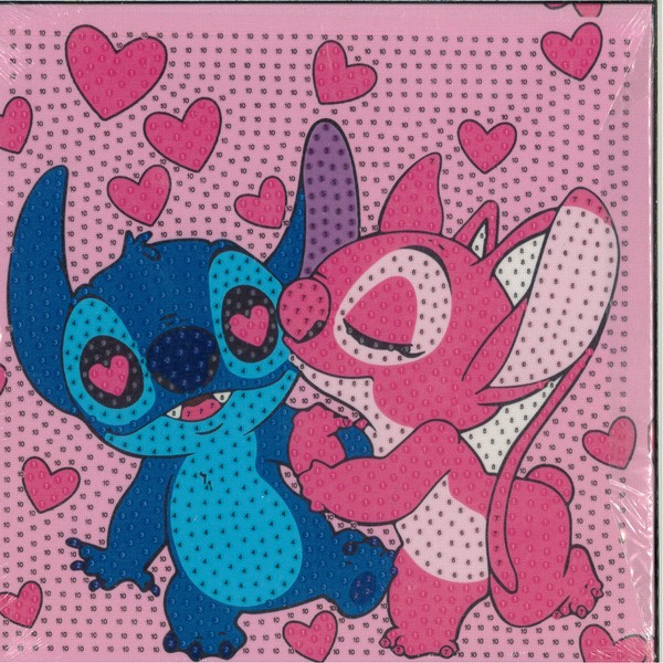 نقاشی الماسی بوم دار مربع 20×20  طرح  استیج صورتی قلبی