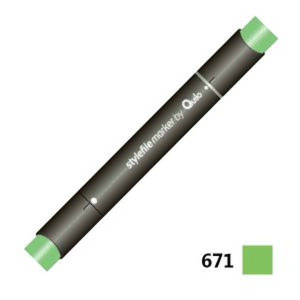 ماژیک دو سر راندو (طراحی) سبز (اسپرینگ گرین) کد رنگ 671 (QUILO STYEFILE SPRING GREEN 671) کویلو 