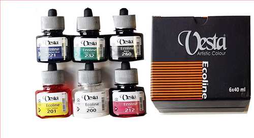  بسته  6 رنگ اکولین (Ecoline) حجم 40 میل وستا