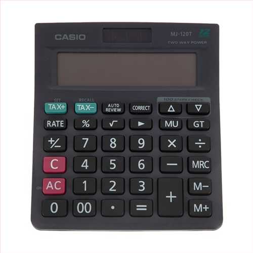ماشین حساب رومیزی سایز 14× 12 سانت  مدل MJ120TW رنگ بدنه مشکی ارجینال کاسیو 