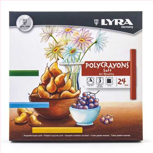 پاستل گچی سافت 24 رنگ جعبه مقوایی  مدل پلی کرایونس (LYRA Soft Pastel Crayons ) لیرا