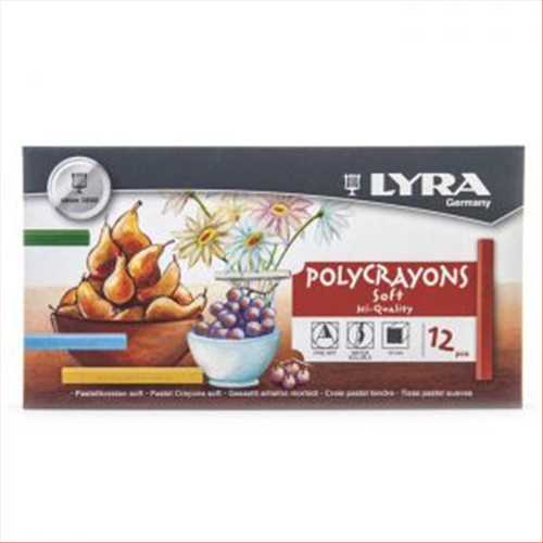 پاستل گچی سافت 12 رنگ جعبه مقوایی مدل پلی کرایونس (LYRA Soft Pastel Crayons) لیرا