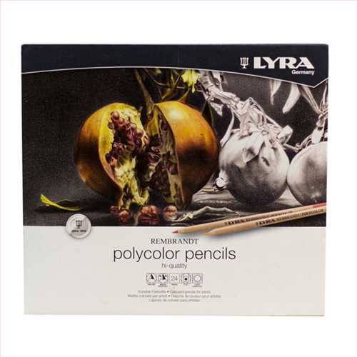 مداد رنگی 24 رنگ جعبه فلزی مدل پلی کالر (lyra REMBRANDT PolyColor Pencils) لیرا