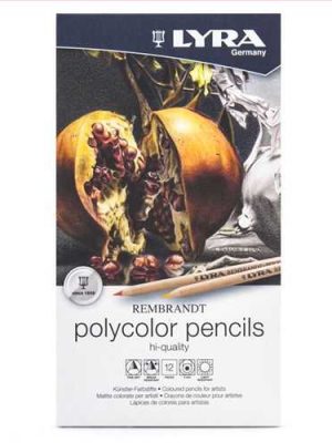 مداد رنگی 12 رنگ جعبه فلزی مدل پلی کالر (REMBRANDT PolyColor Pencils  lyra) لیرا