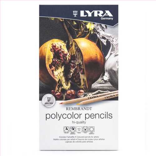 مداد رنگی 12 رنگ جعبه فلزی مدل پلی کالر (REMBRANDT PolyColor Pencils  lyra) لیرا