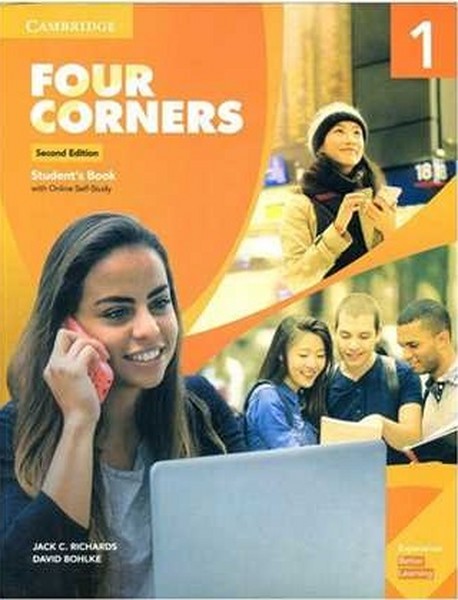 (فور کرنرز 1 گلاسه رنگی،ویرایش 2 با سی دی کمبریج) Four corners studentsbook1+workbook  + CD