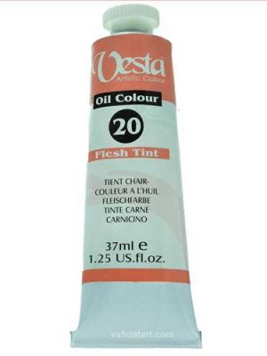 رنگ روغن 37 میل تیوپی  گلبهی فلش تینت ( flesh tint)  کدرنگ 20 ( vesta  oil colour flesh tint 37 ml ) وستا