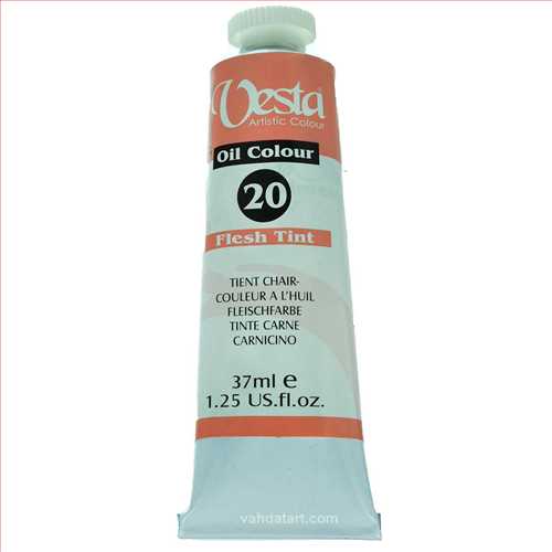 رنگ روغن 37 میل تیوپی  گلبهی فلش تینت ( flesh tint)  کدرنگ 20 ( vesta  oil colour flesh tint 37 ml ) وستا