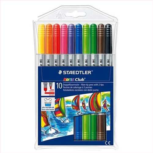 ماژیک رنگ آمیزی  دو سر  10 رنگ مدل  نوریس کلوب استدلر staedtler pen marker Noris club 320NWP10