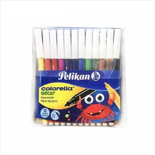 ماژیک رنگ آمیزی  12 رنگ مدل کالرلا استار  پلیکان Pelikan Fibre-tip pen colour colorella star c302/12