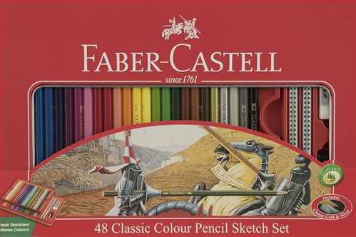 مداد رنگی 48 رنگ جعبه فلزی مدل کلاسیک 115849(Faber castell  classic colour pencil sketch set) فابر کاستل