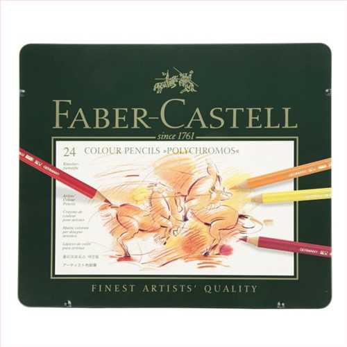 مداد رنگی 24 رنگ جعبه فلزی مدل پلی کروموس(Faber castell 24 colour pencils polychromos) فابر کاستل