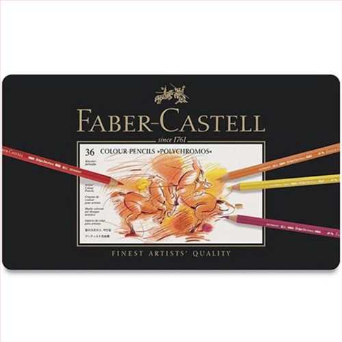 مداد رنگی 36 رنگ جعبه فلزی مدل پلی کروموس (Faber castell polychromos colour pencils) فابر کاستل