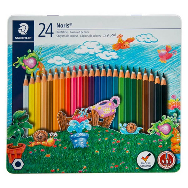 مداد رنگی 24 رنگ جعبه فلزی آلمانی (STAEDTLER 24 COLOUR PENCILS) استدلر