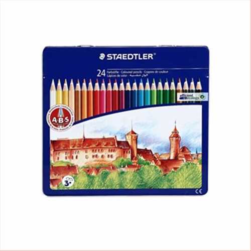 مداد رنگی 24 رنگ جعبه فلزی آلمانی (STAEDTLER 24 COLOUR PENCILS) استدلر