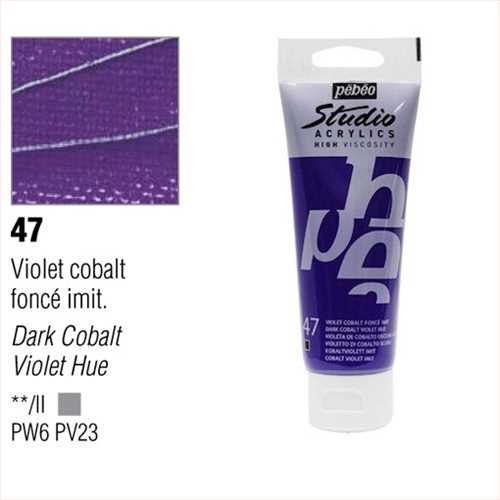 رنگ اکریلیک 250 میل بنفش کد رنگ 47 مدل استدیو پ ب او pebeo 47 dark cobalt violet hue Acrylics 250 ml