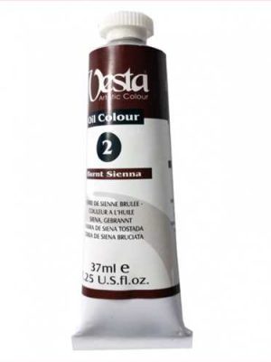 رنگ روغن 37 میل تیوپی قهوه ای برنت سی ینا (burnt sienna) کد رنگ 2  (vesta oil colour 2 burnt sienna 37 ml) وستا