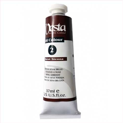 رنگ روغن 37 میل تیوپی قهوه ای برنت سی ینا (burnt sienna) کد رنگ 2  (vesta oil colour 2 burnt sienna 37 ml) وستا