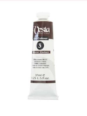 رنگ روغن 37 میل تیوپی قهوه ای برنت آمبر ( burnt umber) کد رنگ  3 ( vesta 3 oil colour burnt umber 37 ml) وستا