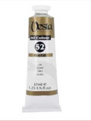 رنگ روغن 37 میل تیوپی طلایی متالیک گلد ( gold) کدرنگ 52  (vesta  oil colour gold 37 ml) وستا