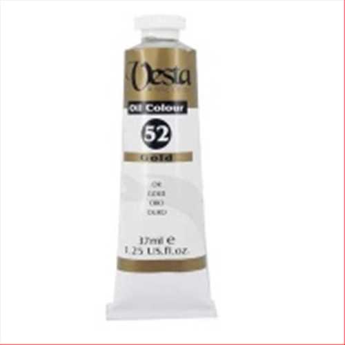 رنگ روغن 37 میل تیوپی طلایی متالیک گلد ( gold) کدرنگ 52  (vesta  oil colour gold 37 ml) وستا