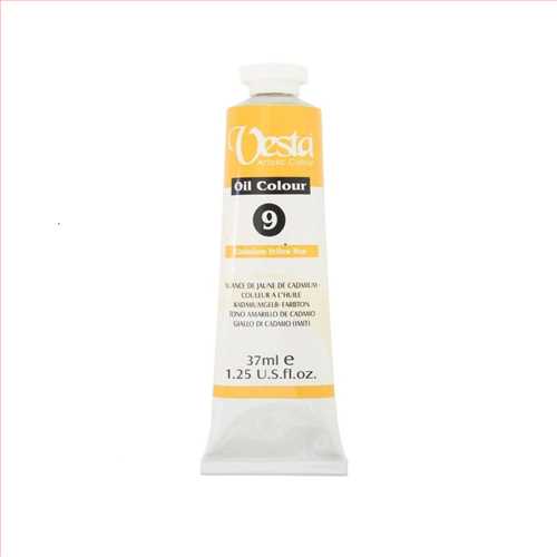 رنگ روغن 37 میل تیوپی زرد کادمیوم یلو هیو  کدرنگ 9 ( vesta  cadmium yellow hue 37 ml ) وستا