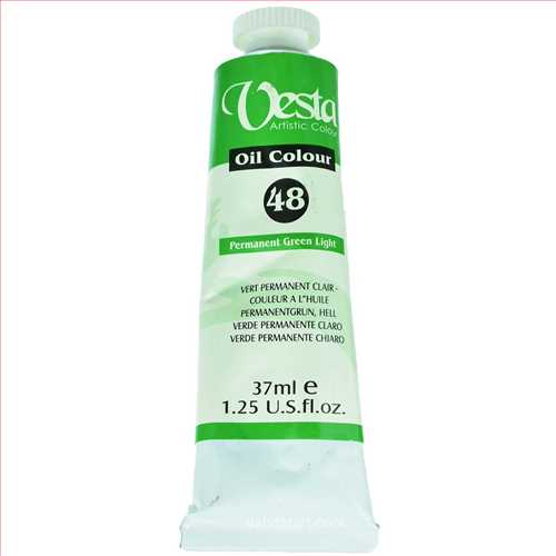 رنگ روغن 37 میل تیوپی سبز پرمننت گرین لایت ( permanent green light ) کدرنگ48 ( vesta oil colour permanent green light 37 ml) وستا