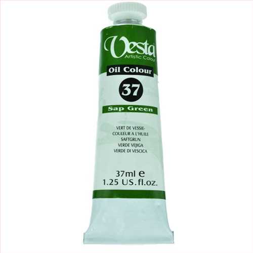 رنگ روغن 37 میل تیوپی سبز سپ گرین (sap green) کد رنگ 37 ( vesta  oil colour sap green 37 ml) وستا