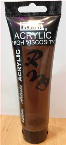 رنگ اکریلیک 120 میل رنگ قهوه ای برنت آمبر کد رنگ 128 LA120 Rima acrylic high viscosity burnt umber ریمانو