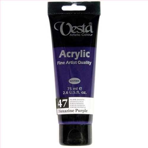 رنگ اکریلیک 75 میل بنفش (دیوکسازین پرپل) کد رنگ47 (VESTA ACRYLIC DIOXAZINE PURPLE) وستا