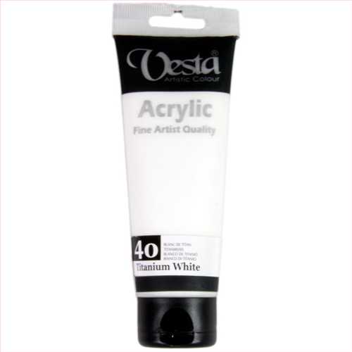 رنگ اکریلیک 75 میل سفید (تیتانیوم وایت ) کد رنگ40 ( VESTA ACYLIC  Titanium white ) وستا