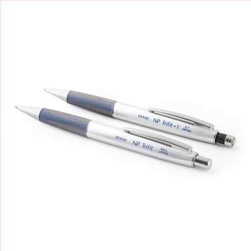 ست خودکار و مداد نوکی 0.7 پناک با جعبه  (گریپ دار) رنگ نقره ای PENAC NP TRI-FIT MECHANICAL PENCIL