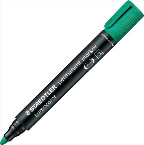 ماژیک چند منظوره  پرمننت (پاک نشو) نوک گرد رنگ سبز استدلر STAEDTLER PERMANENT MARKER LUMO COLOR