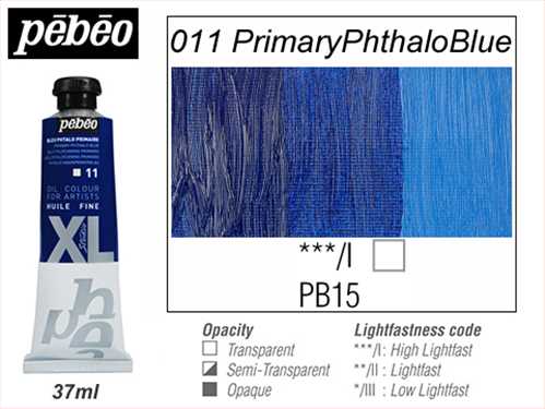 رنگ روغن تیوپی 37 میل آبی پریمری فتالو بلو (PRIMARY PHTALO BLUE) کد11 مدل استدیو ایکس ال  پ ب او