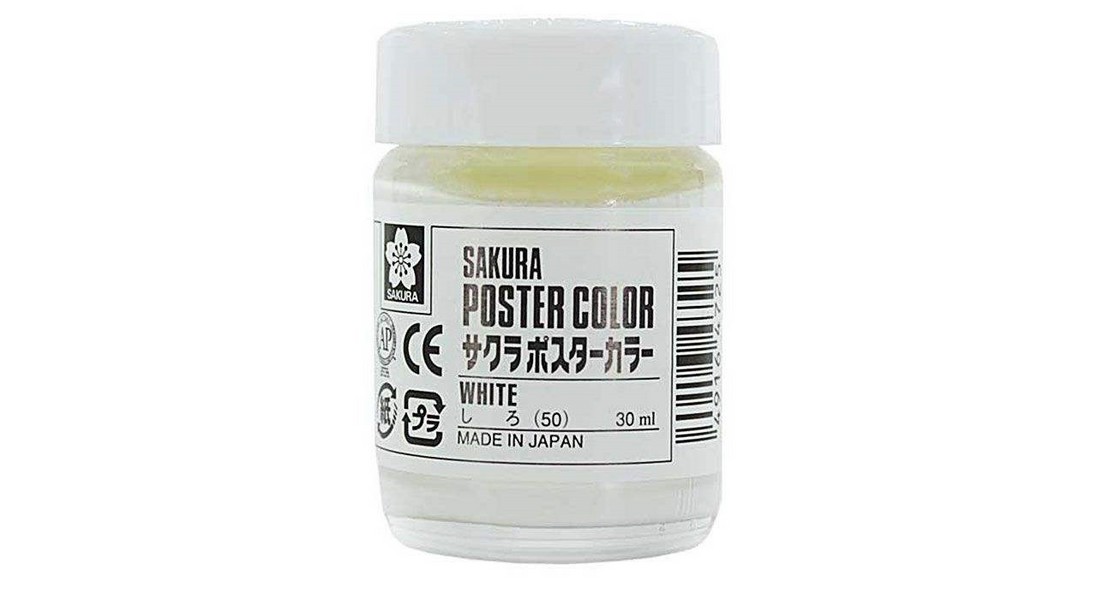 گواش  رنگ سفید 30 میل کد 50 ساکورا Sakura Poster Color white