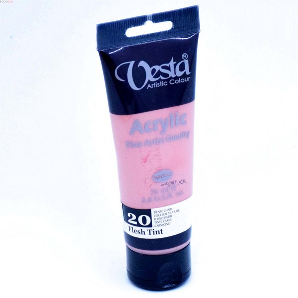 رنگ اکریلیک 75 میل صورتی (رنگ پوست) (فلش تینت) کد رنگ 20 (VESTA ACYLIC FLESH TINT) وستا