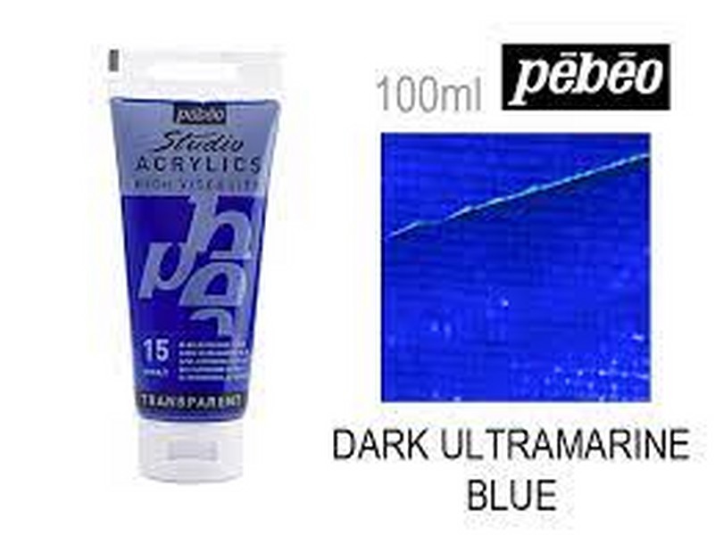 رنگ اکریلیک 100 میل  آبی دارک الترامارین بلو (DARK ULTRAMARINE  BLUE) کد رنگ 15 پ ب او