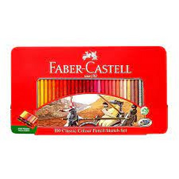 مداد رنگی 100 رنگ جعبه فلزی مدل کلاسیک اسکچ (Faber castell classic colour pencil sketch set) فابر کاستل