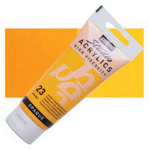 رنگ اکریلیک 250 میل نارنجی کد رنگ 23 مدل استدیو پ ب او pebeo 23  cadmium yellow medium hue Acrylics 100 ml