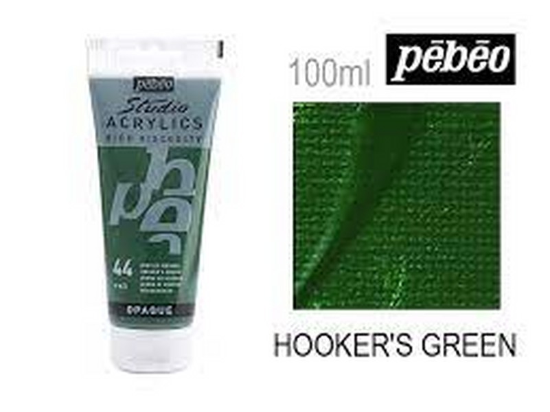 رنگ اکریلیک 100 میل سبز هوکرز گرین (HOOKERS GREEN) کد 44 مدل استدیو پ ب او